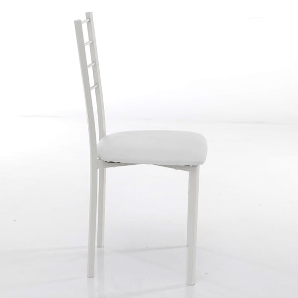 sedia moderna struttura in metallo seduta in similpelle bianca