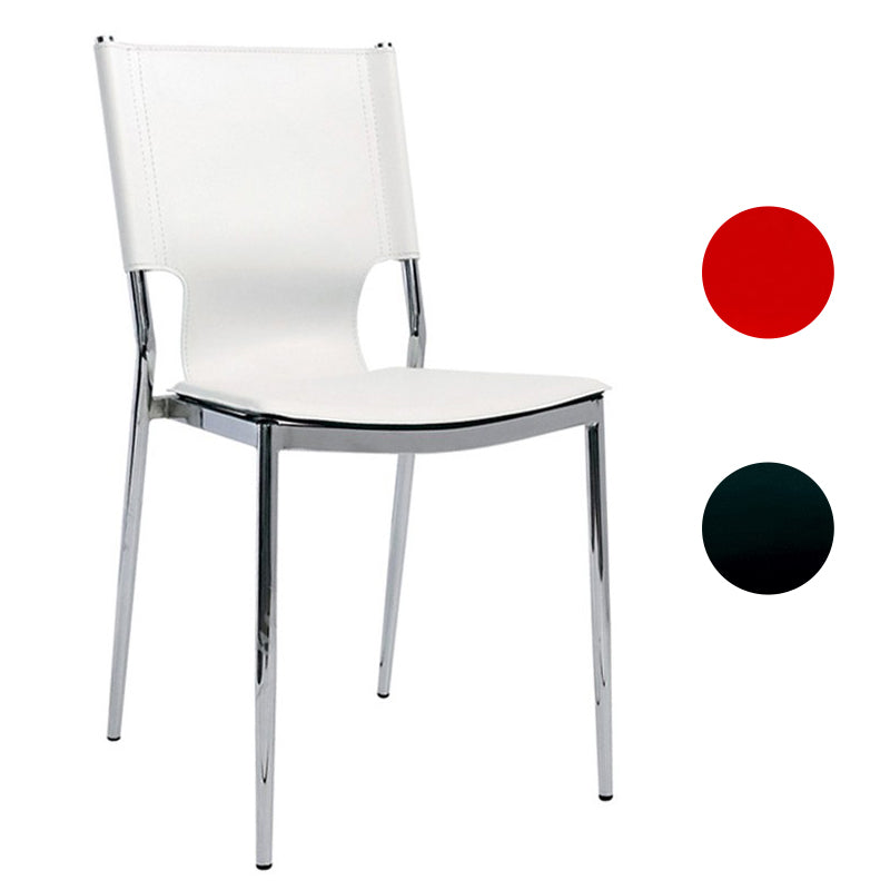 Set da 2 Sedia moderna da ufficio con seduta in ecopelle e struttura in acciaio cromato - vari colori