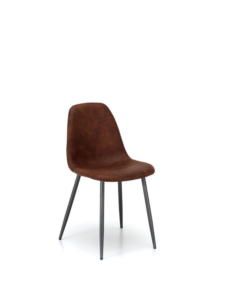 sedia moderna vintage in similpelle effetto invecchiato marrone