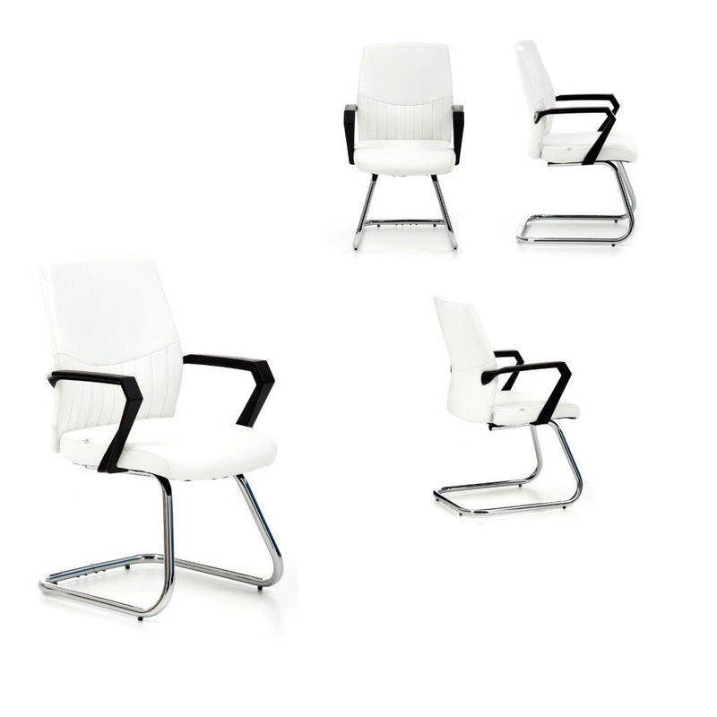 Sedia operativa visitatore base in metallo cromato seduta in similpelle colore nero cm 50x57x92h