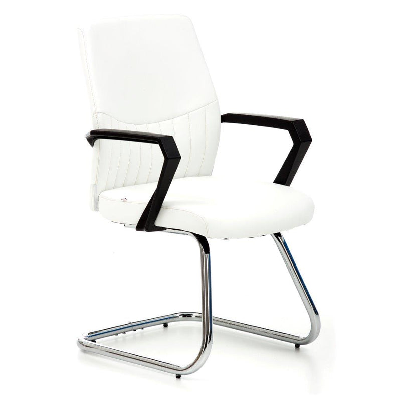 Sedia operativa visitatore base in metallo cromato seduta in similpelle colore nero cm 50x57x92h