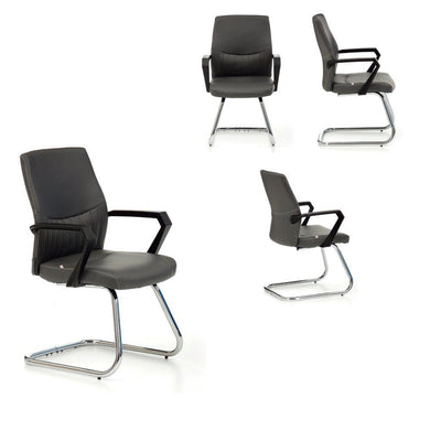 Sedia operativa visitatore base in metallo cromato seduta in similpelle colore nero cm 50x57x92h