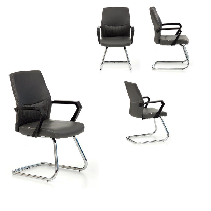 Sedia operativa visitatore base in metallo cromato seduta in similpelle colore nero cm 50x57x92h