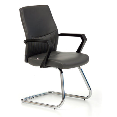 Sedia operativa visitatore base in metallo cromato seduta in similpelle colore nero cm 50x57x92h