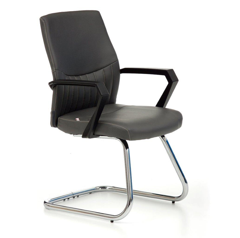 Sedia operativa visitatore base in metallo cromato seduta in similpelle colore nero cm 50x57x92h