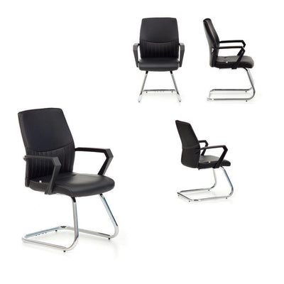 Sedia operativa visitatore base in metallo cromato seduta in similpelle colore nero cm 50x57x92h