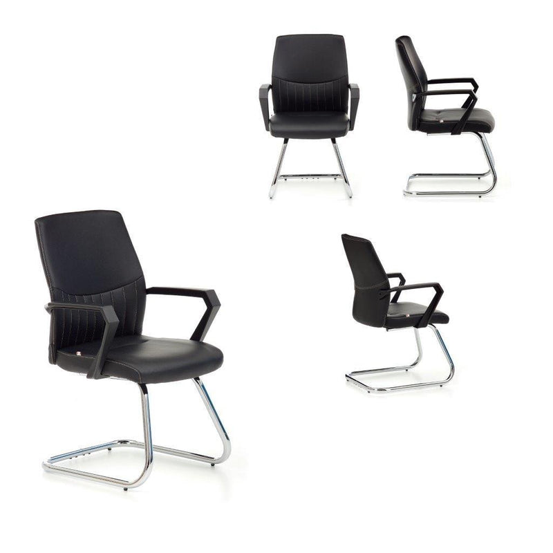 Sedia operativa visitatore base in metallo cromato seduta in similpelle colore nero cm 50x57x92h