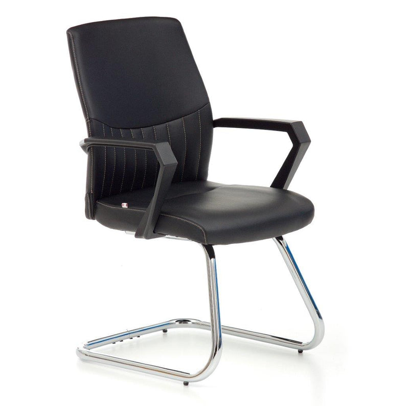Sedia operativa visitatore base in metallo cromato seduta in similpelle colore nero cm 50x57x92h
