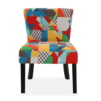 Sedia da soggiorno in patchwork con gambe in legno cm 50x64x73h