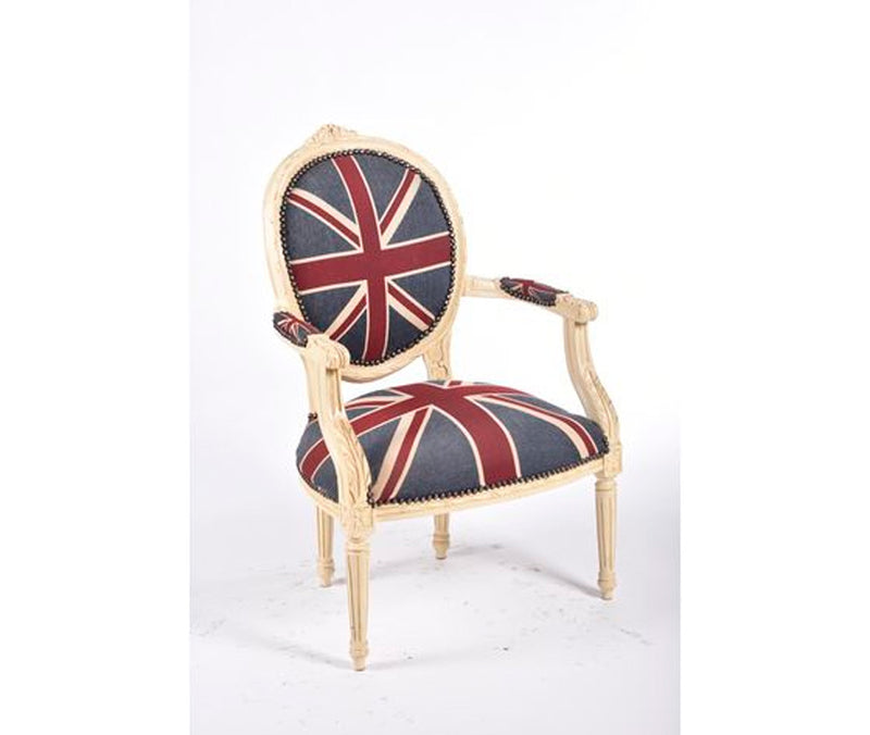 Poltroncina stile barocco in legno e tessuto con bandiera inglese cm 60x65x90h - vari colori