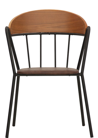 Set da 2 Poltroncina in metallo schienale in legno seduta con cuscino ecopelle cm 41x41x79h