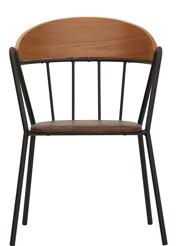 Set da 2 Poltroncina in metallo schienale in legno seduta con cuscino ecopelle cm 41x41x79h