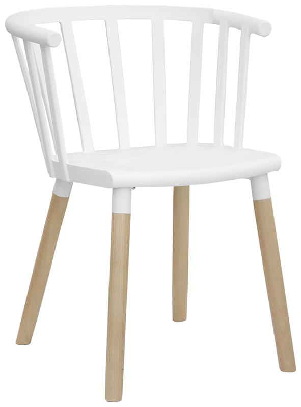 Set da 2 Sedia poltroncina moderna seduta in polipropilene gambe in legno colore bianco