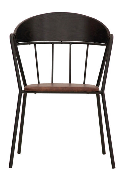 Set da 2 Poltroncina in metallo schienale in legno seduta con cuscino ecopelle cm 41x41x79h