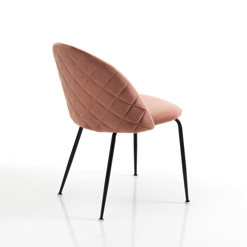 sedia design in velluto colore cipria