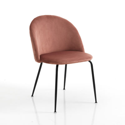 sedia design in velluto colore cipria