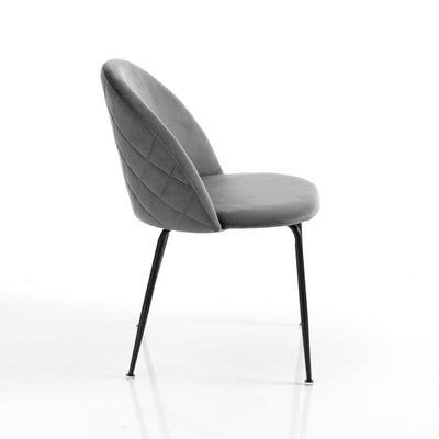 sedia design in velluto colore grigio