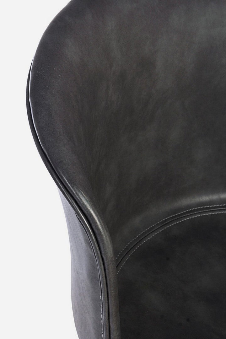 sedia vintage in similpelle colore antracite base in acciaio nero