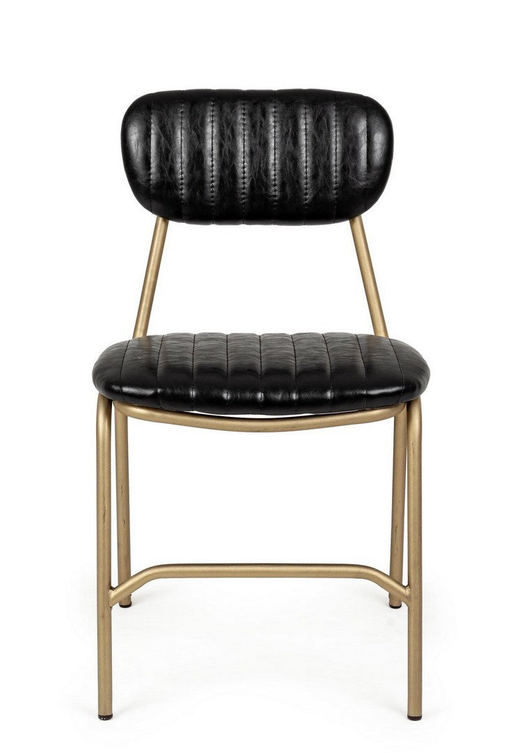 sedia stile vintage in similpelle nero struttura oro