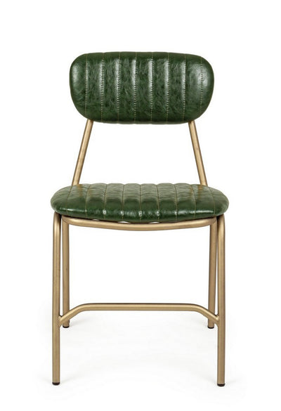 sedia stile vintage in similpelle verde struttura oro