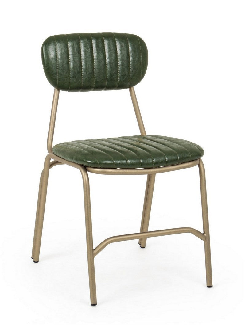 sedia stile vintage in similpelle verde struttura oro