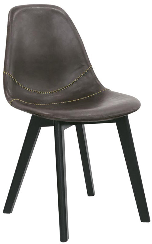 Set da 2 Sedia in ecopelle e legno marrone cm 45x43x83h
