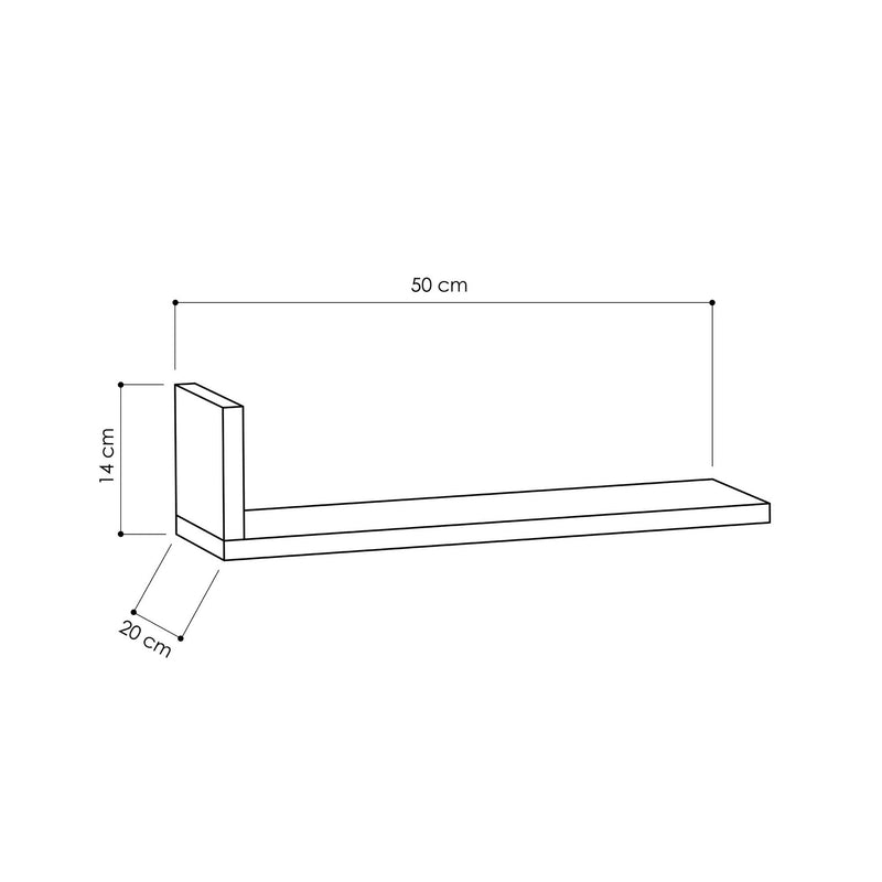 Set da 3 mensole da parete design moderno in legno cm 50x20x14h - vari colori