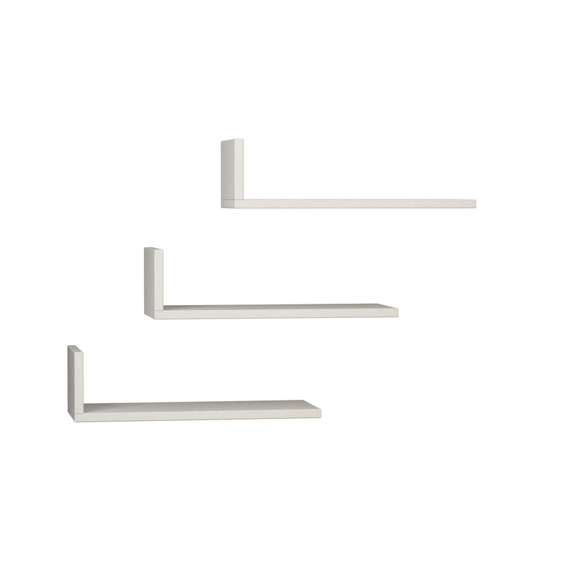 Set da 3 mensole da parete design moderno in legno cm 50x20x14h - vari colori