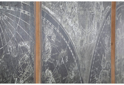 Set 3 pannelli decorativi da muro in legno colore nero design vintage cm 240X3X170h