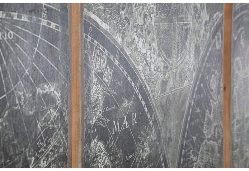 Set 3 pannelli decorativi da muro in legno colore nero design vintage cm 240X3X170h