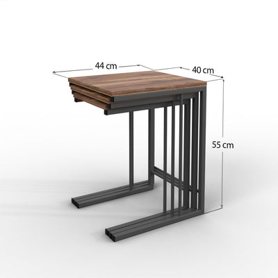 Set da 3 Tavolini sovrapponibili ad incastro con struttura in metallo design industriale