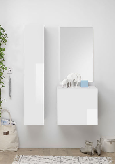 Miguel - Set mobili ingresso componibile moderno con specchio e pensili - vari colori