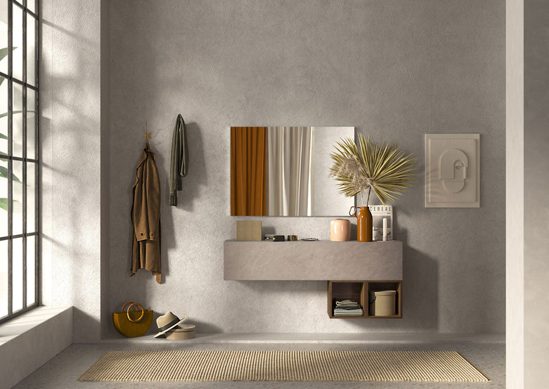 Jarrol - Mobile set ingresso moderno con pensile orizzontale e vani a giorno - vari colori