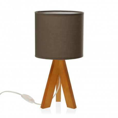 Lampada moderna 3 piedi in legno paralume tessuto cm ø 19x38h - vari colori