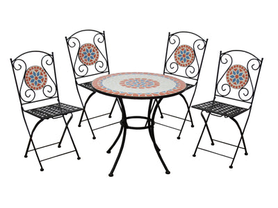Set da giardino mosaico Ravenna in acciaio con tavolo e sedie da esterno