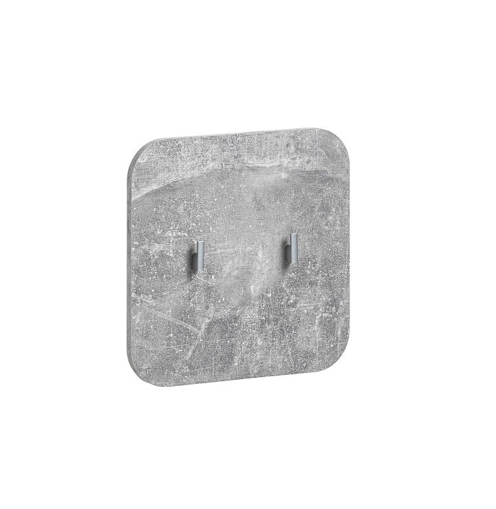 Melezia - Composizione ingresso con specchio pensile e appendiabiti bianco e cemento cm 80x32x110h