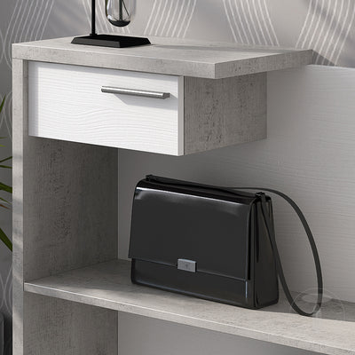 Set ingresso mobile con cassetti e specchio larice poro aperto e cemento