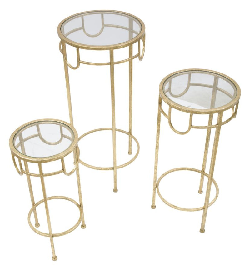 set porta telefono moderno in metallo colore oro e vetro