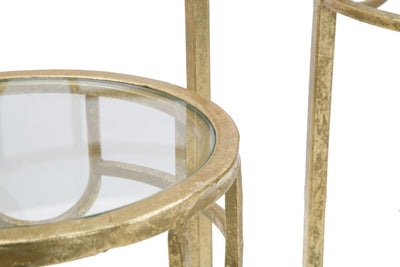 set porta telefono moderno in metallo colore oro e vetro