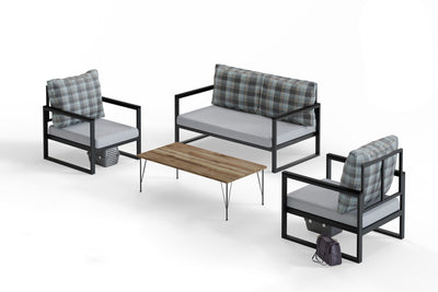 Set tavolo e poltrone da giardino design 3 sedie e un tavolino - vari colori