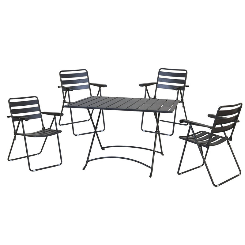 Set da giardino pieghevole Malè in acciaio con tavolo e sedie da esterno
