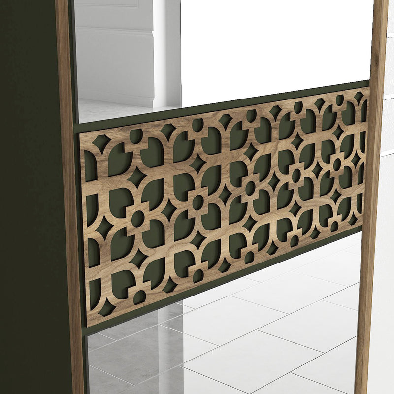 Mobile ingresso in legno vintage con anta a specchio e appendiabiti cm 120x35x192h