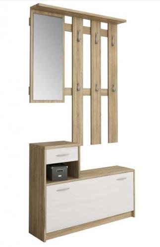 Set mobili da ingresso moderno con scarpiera appendiabiti e specchio cm 100x25x175h - vari colori