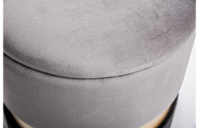 pouf contenitore in velluto nero e grigio