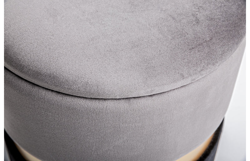 pouf contenitore in velluto nero e grigio
