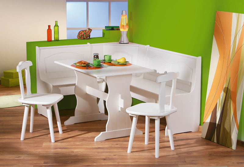 Alvin - Set pranzo giropanca contenitore con tavolo e sedie in legno massello