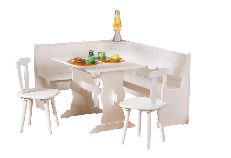 Alvin - Set pranzo giropanca contenitore con tavolo e sedie in legno massello