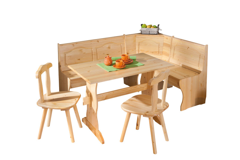 Melian - Set da pranzo giropanca tavolo e sedie in legno finitura naturale