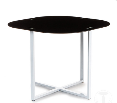 Set tavolo e 4 sedia design moderno gambe in metallo piano tavolo in vetro