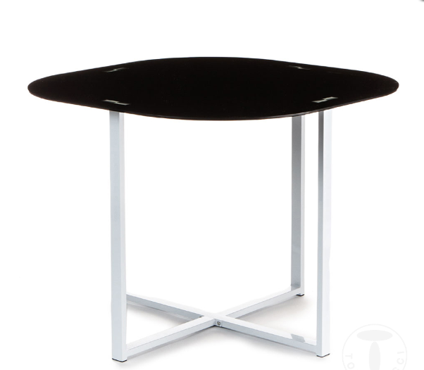 Set tavolo e 4 sedia design moderno gambe in metallo piano tavolo in vetro